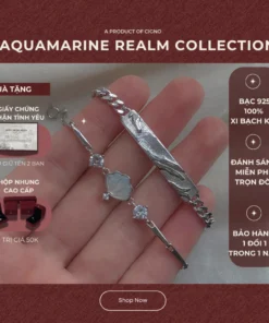 Alternative view of BẠC 925| Vòng tay bạc đôi S925 cao cấp Aquamarine Realm CIGNO
