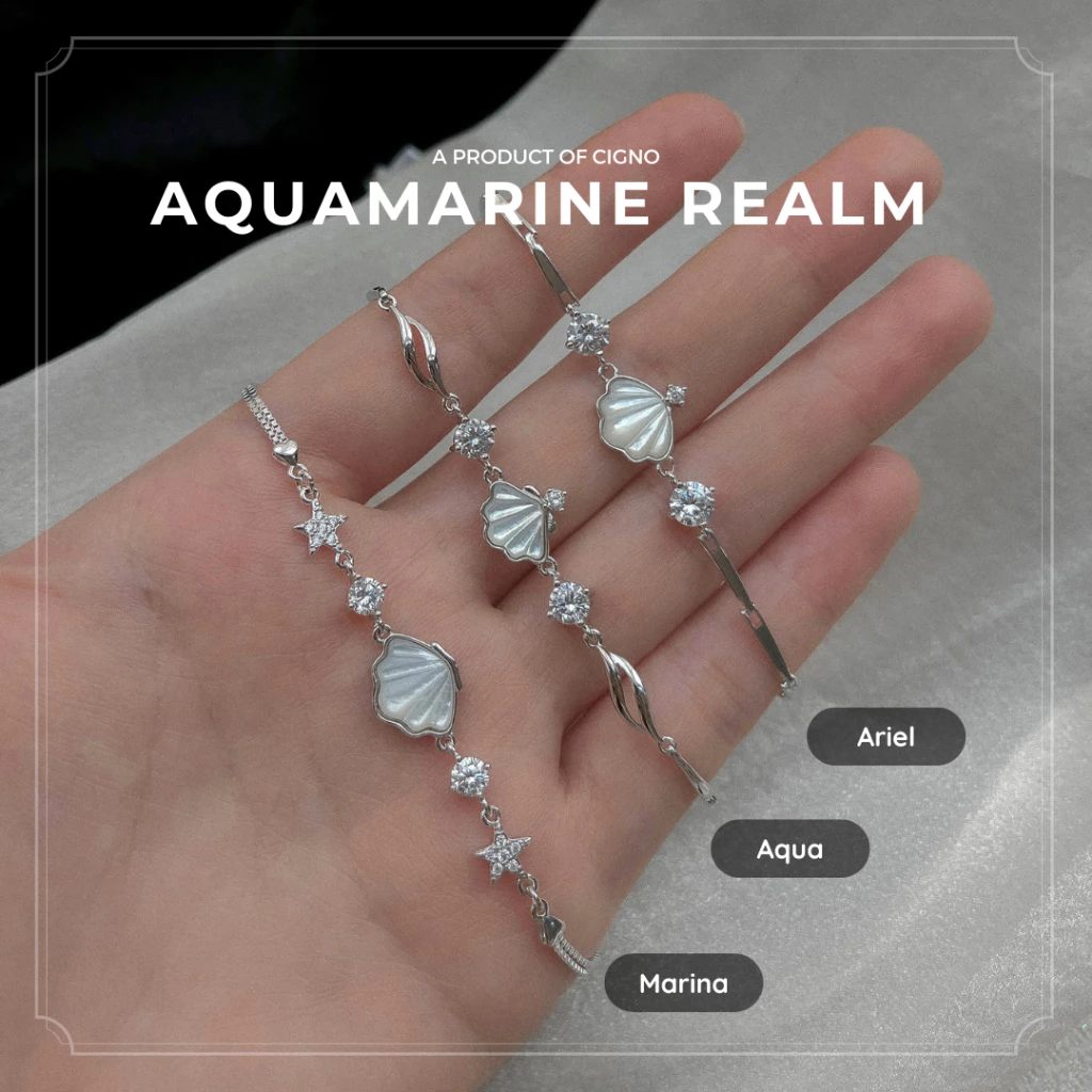 BẠC 925| Vòng tay bạc đôi S925 cao cấp Aquamarine Realm CIGNO - Ảnh 3
