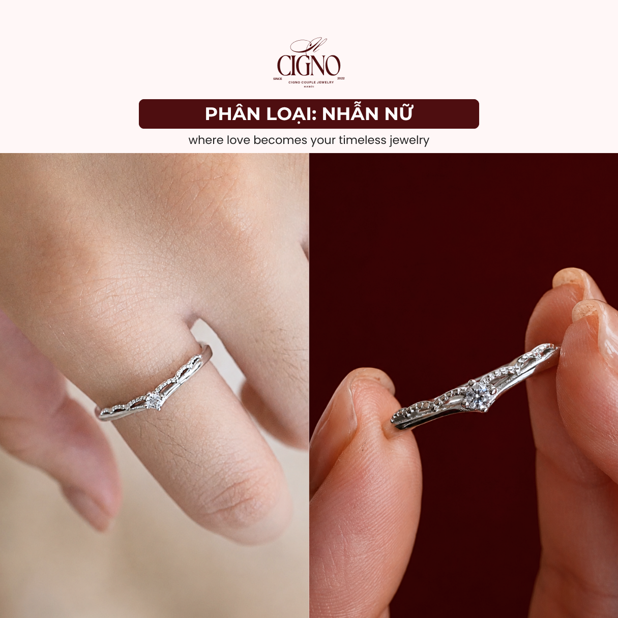 Nhẫn đôi Bạc 925 phủ Bạch kim cao cấp He is my king CIGNO - Ảnh 10