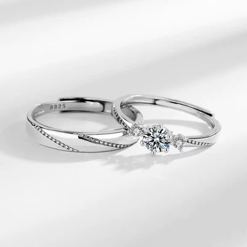 Nhẫn đôi Bạc 925 phủ Bạch kim cao cấp Diamond CIGNO - Ảnh 3