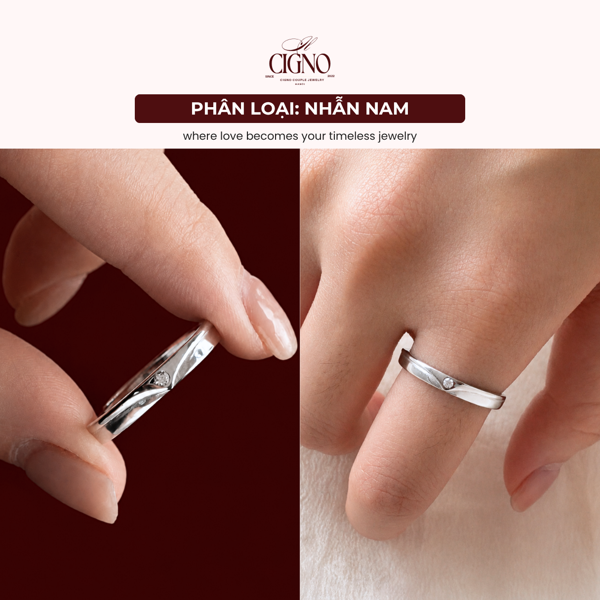 Nhẫn đôi Bạc 925 phủ Bạch kim cao cấp He is my king CIGNO - Ảnh 9