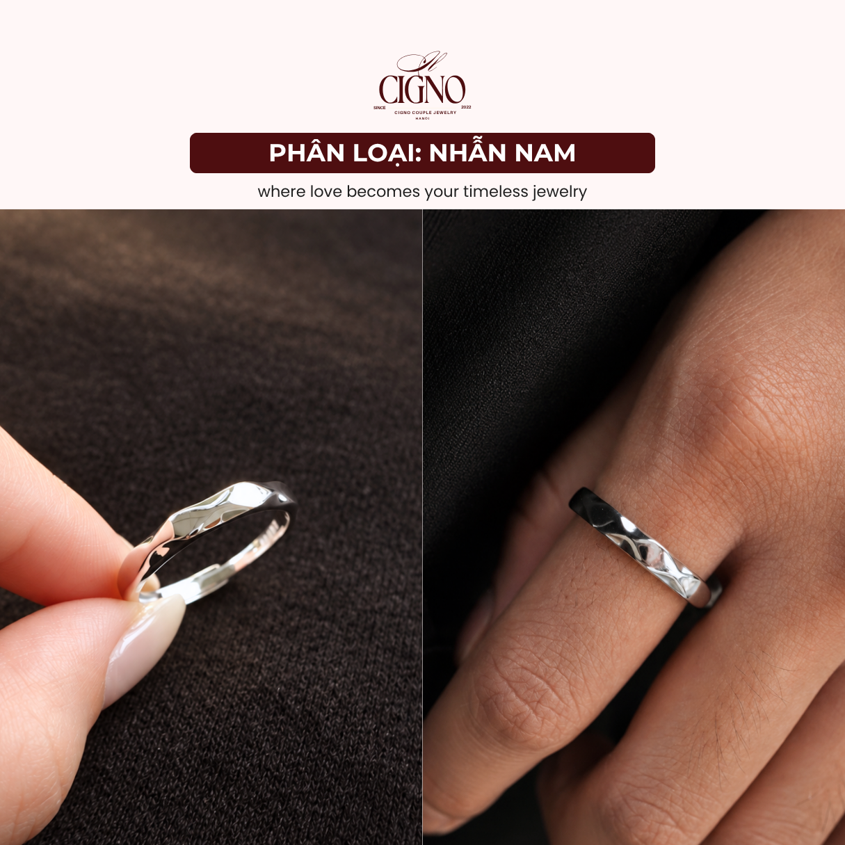 Nhẫn đôi Bạc 925 phủ Bạch kim cao cấp Ivory Garden CIGNO - Ảnh 7