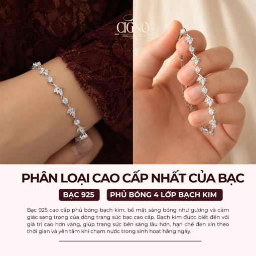 Alternative view of Vòng tay nữ Bạc 925 phủ Bạch kim cao cấp The New Era CIGNO