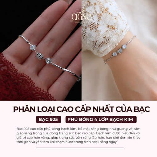Alternative view of Vòng tay Bạc 925 phủ Bạch kim cao cấp Bloometh Me CIGNO
