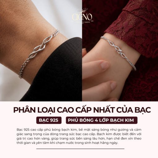 Alternative view of Vòng tay đôi Bạc 925 phủ Bạch kim cao cấp The Guard CIGNO