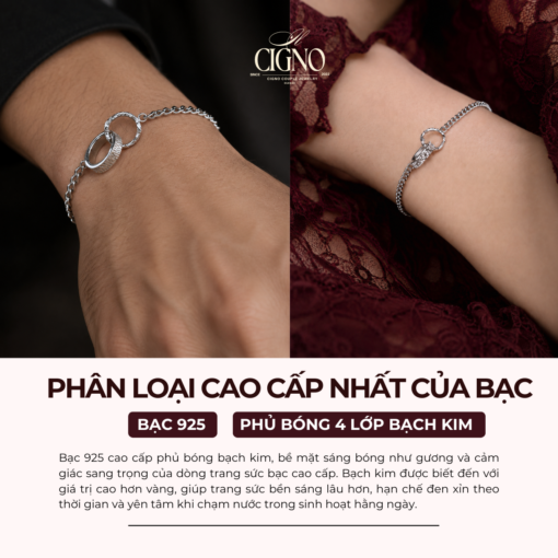 Alternative view of Vòng tay đôi Bạc 925 phủ bạch kim cao cấp Infinity CIGNO
