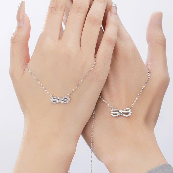 Dây chuyền đôi Bạc 925 phủ Bạch kim cao cấp Infinity CIGNO - Ảnh 3