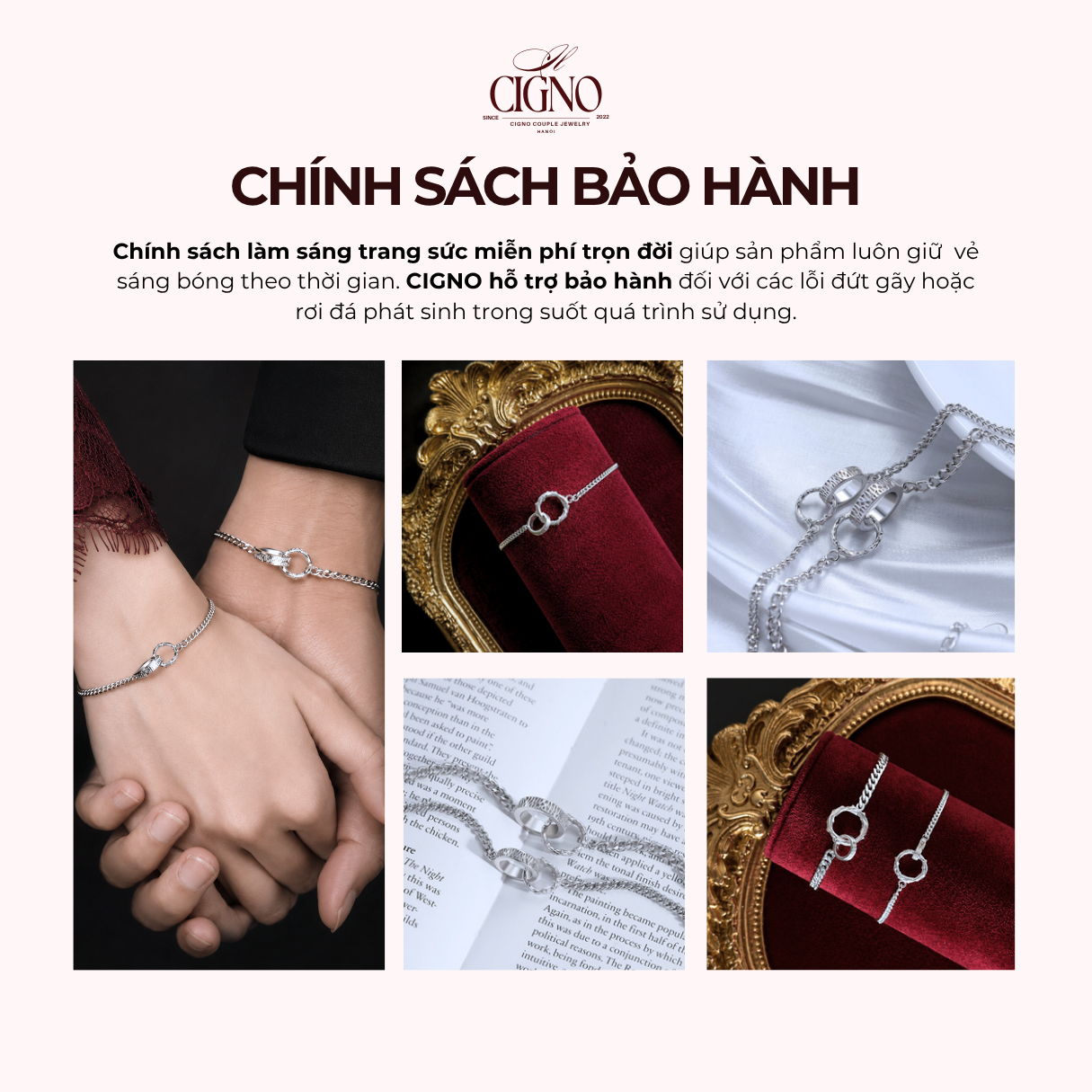Vòng tay đôi Bạc 925 phủ bạch kim cao cấp Infinity CIGNO - Ảnh 4
