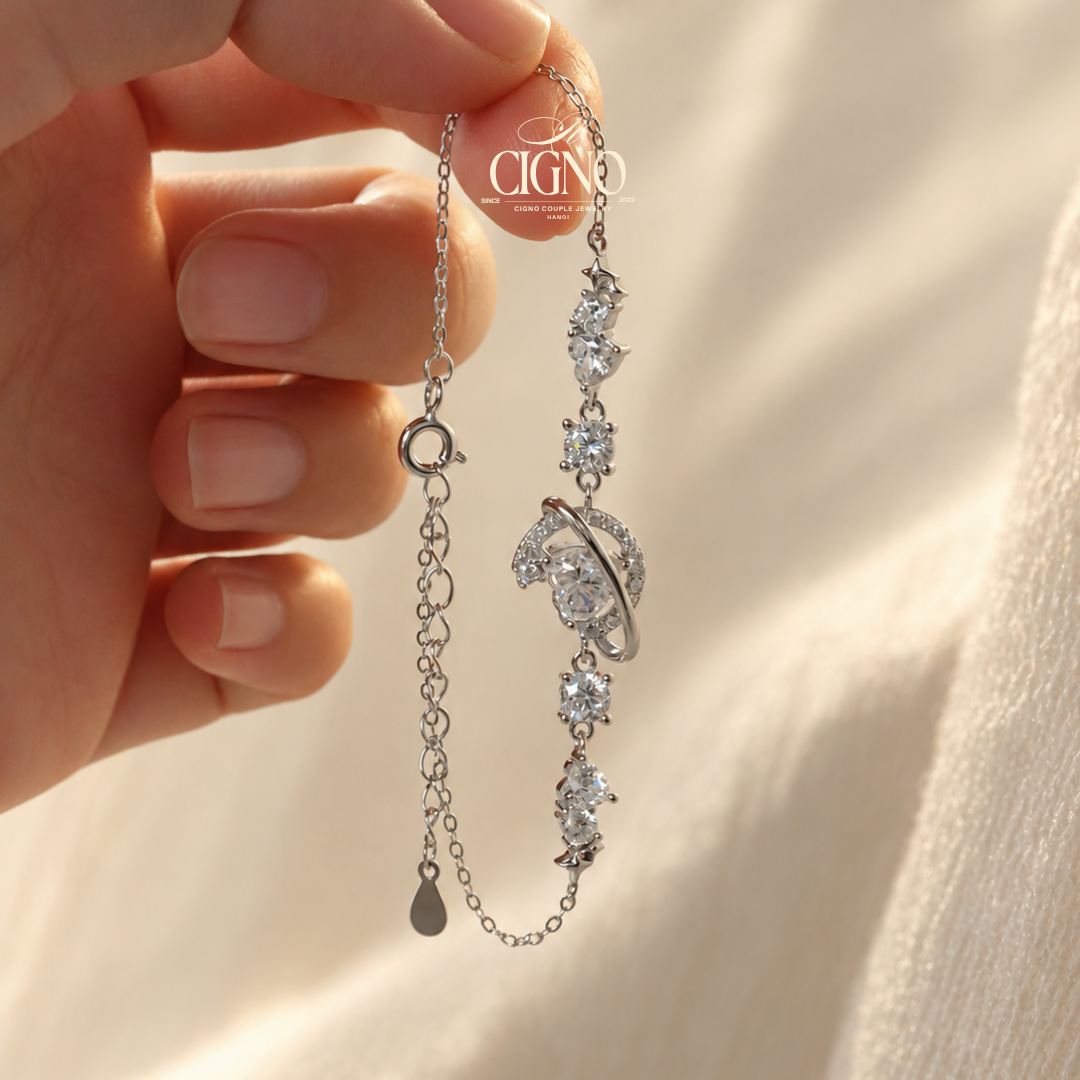 Vòng tay đá quý thiên nhiên Moissanite Bloometh Moon CIGNO - Ảnh 7