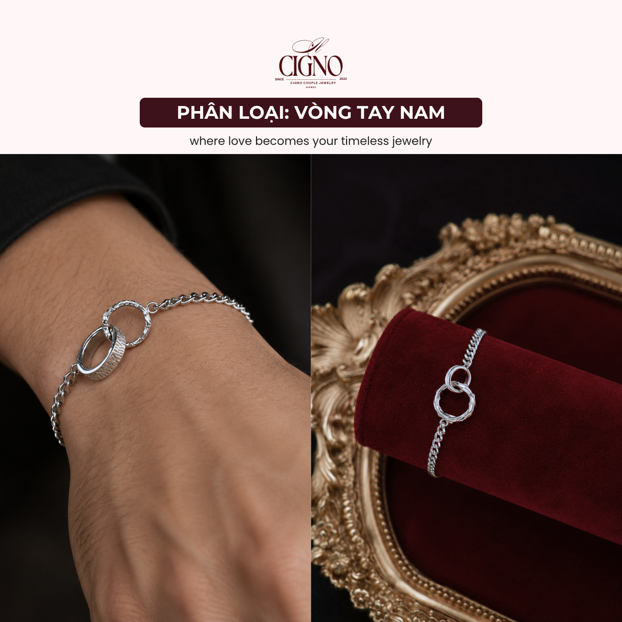Vòng tay đôi Bạc 925 phủ bạch kim cao cấp Infinity CIGNO - Ảnh 6