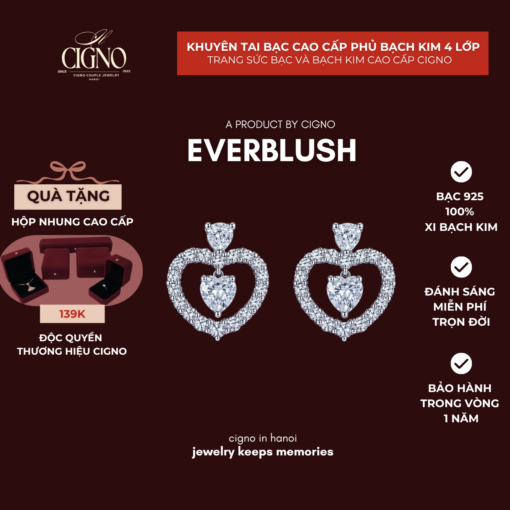 CIGNO – Khuyên tai Bạch kim & Bạc 925 Everblush CIGNO
