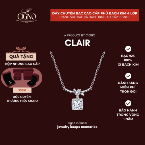 CIGNO – Dây chuyền Bạch kim & Bạc 925 Clair CIGNO – BST Back to Versailles.