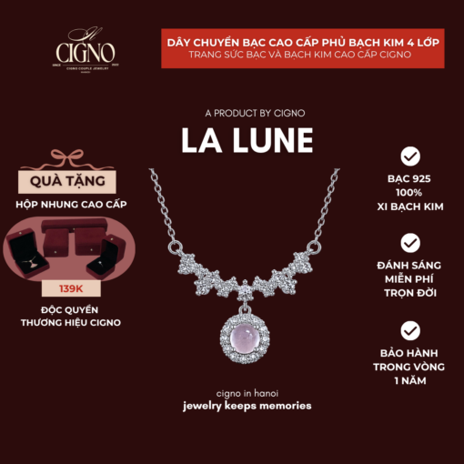 CIGNO – Dây chuyền Bạch kim & Bạc 925 La Lune CIGNO – BST Back to Versailles