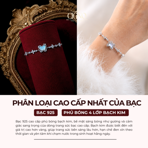 Alternative view of Vòng tay nữ Bạc 925 phủ Bạch kim cao cấp Etherea Celestine CIGNO