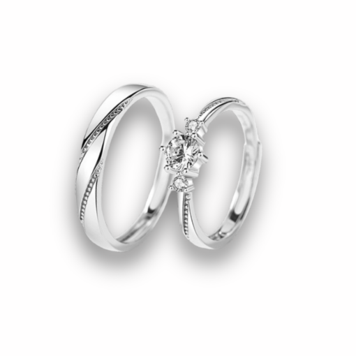 Nhẫn đôi Bạc 925 phủ Bạch kim cao cấp Diamond CIGNO