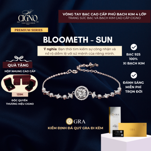 Vòng tay đá quý thiên nhiên Moissanite Bloometh Sun CIGNO
