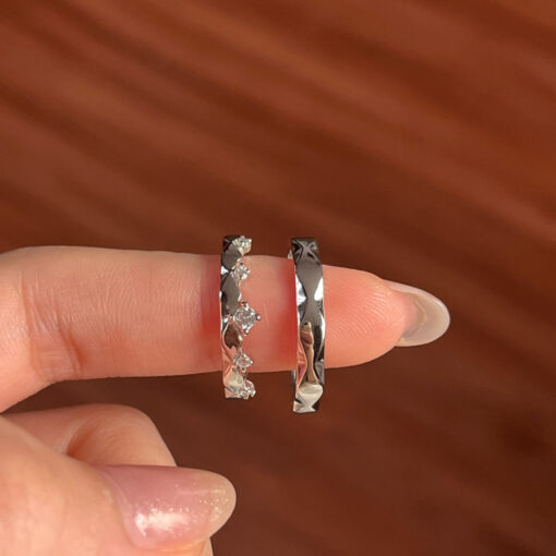 Alternative view of Nhẫn đôi Bạc 925 phủ Bạch kim cao cấp Ivory Garden CIGNO