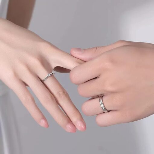 Alternative view of Nhẫn đôi Bạc 925 phủ Bạch kim cao cấp He is my king CIGNO