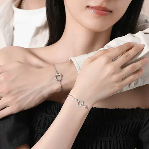 Alternative view of Vòng tay đôi Bạc 925 phủ Bạch kim cao cấp Root and Blossom CIGNO