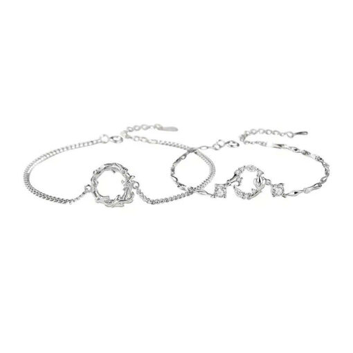 Vòng tay đôi Bạc 925 phủ Bạch kim cao cấp Root and Blossom CIGNO