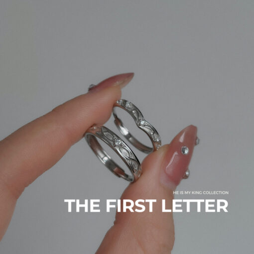 Alternative view of Nhẫn đôi Bạc 925 phủ Bạch kim cao cấp The First Letter CIGNO