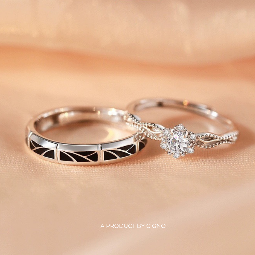 Nhẫn đôi Bạc 925 phủ Bạch kim cao cấp Eternity CIGNO - Ảnh 2