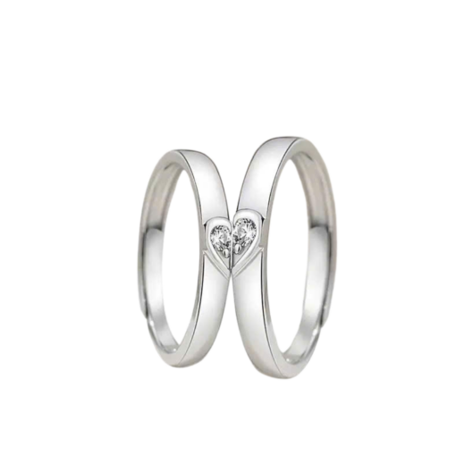 Nhẫn đôi Bạc 925 phủ Bạch kim cao cấp Twin Flame by CIGNO