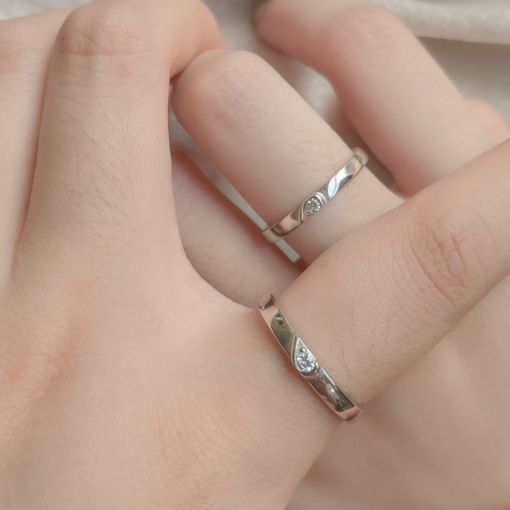 Alternative view of Nhẫn đôi Bạc 925 phủ Bạch kim cao cấp Twin Flame by CIGNO