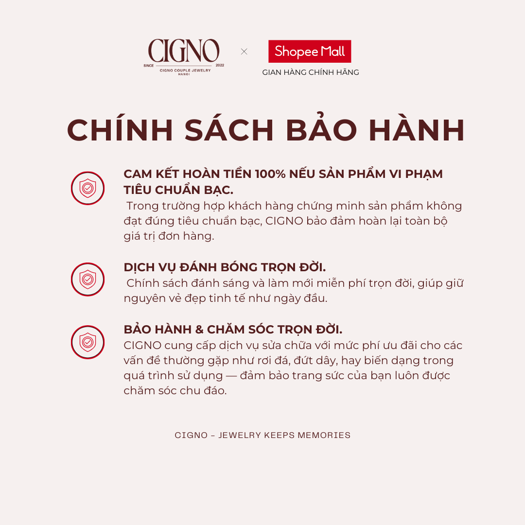 Nhẫn đôi Bạc 925 phủ Bạch kim cao cấp Eternity CIGNO - Ảnh 9