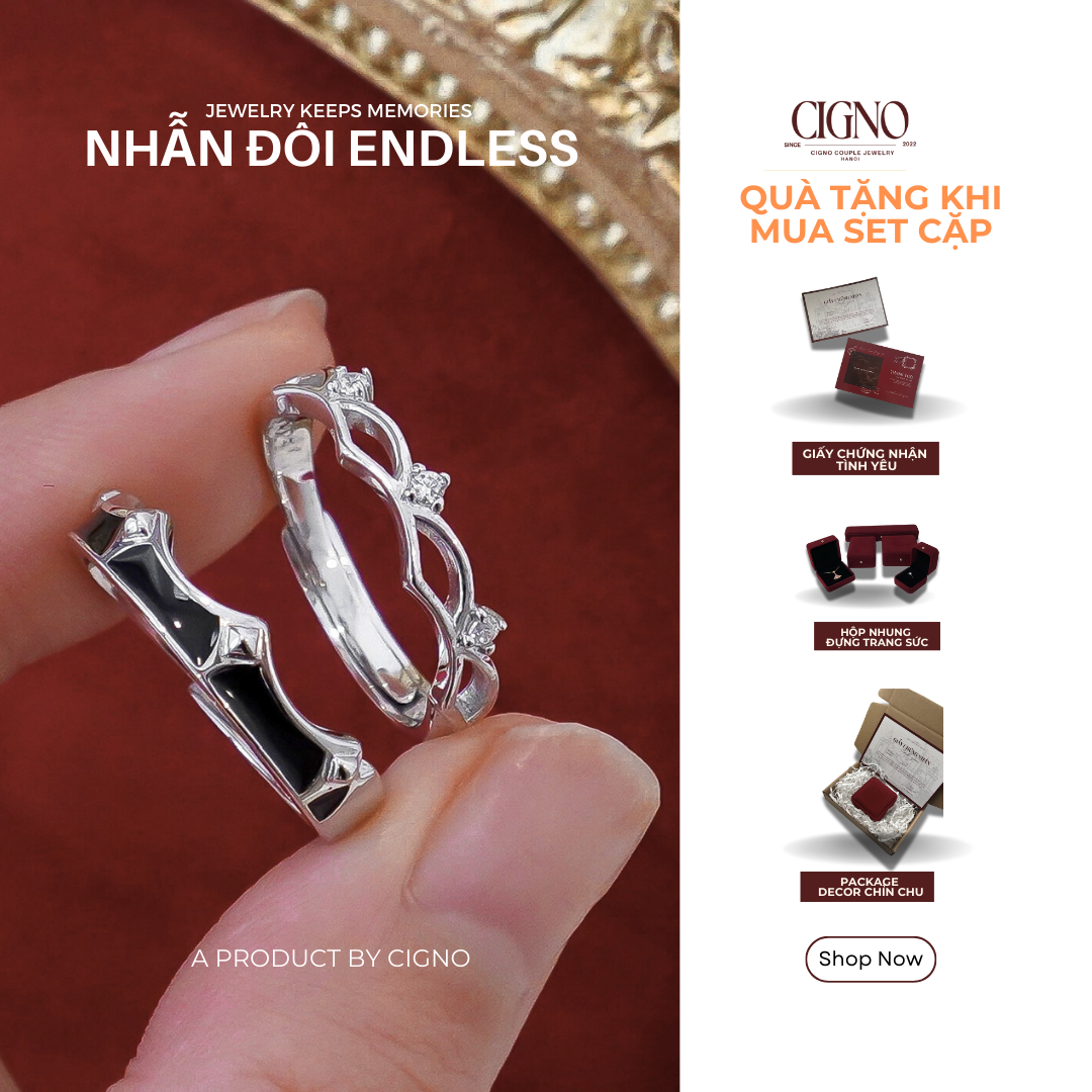 BST Eternal Promise - Nhẫn đôi Bạc 925 phủ Bạch kim cao cấp Endless CIGNO - Ảnh 7