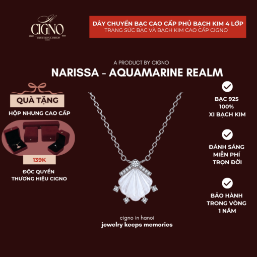 CIGNO – Dây chuyền Bạch kim & Bạc 925 Narissa CIGNO