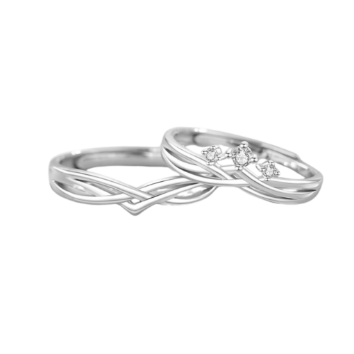 Nhẫn đôi Bạc 925 phủ Bạch kim cao cấp The Kingdom CIGNO