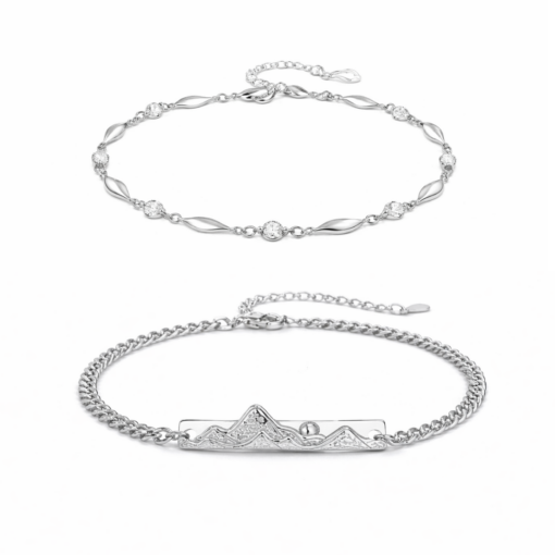 Vòng tay đôi Bạc 925 phủ Bạch kim cao cấp Is Ra El CIGNO