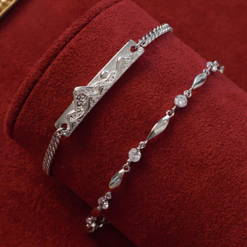 Alternative view of Vòng tay đôi Bạc 925 phủ Bạch kim cao cấp Is Ra El CIGNO