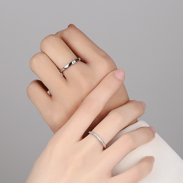 Nhẫn đôi Bạc 925 phủ Bạch kim cao cấp Pretending CIGNO - Ảnh 3