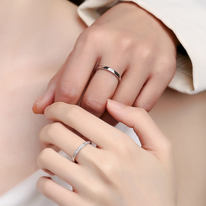 Nhẫn đôi Bạc 925 phủ Bạch kim cao cấp Pretending CIGNO - Ảnh 2