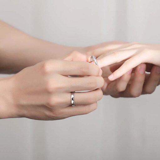 Alternative view of Nhẫn đôi Bạc 925 phủ Bạch kim cao cấp Timeless - Eternal Promise Collection by CIGNO