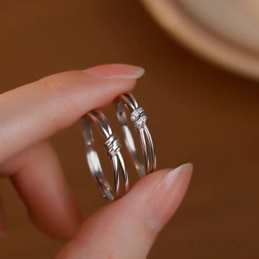 Alternative view of Nhẫn đôi Bạc 925 phủ Bạch kim cao cấp Handfasting CIGNO