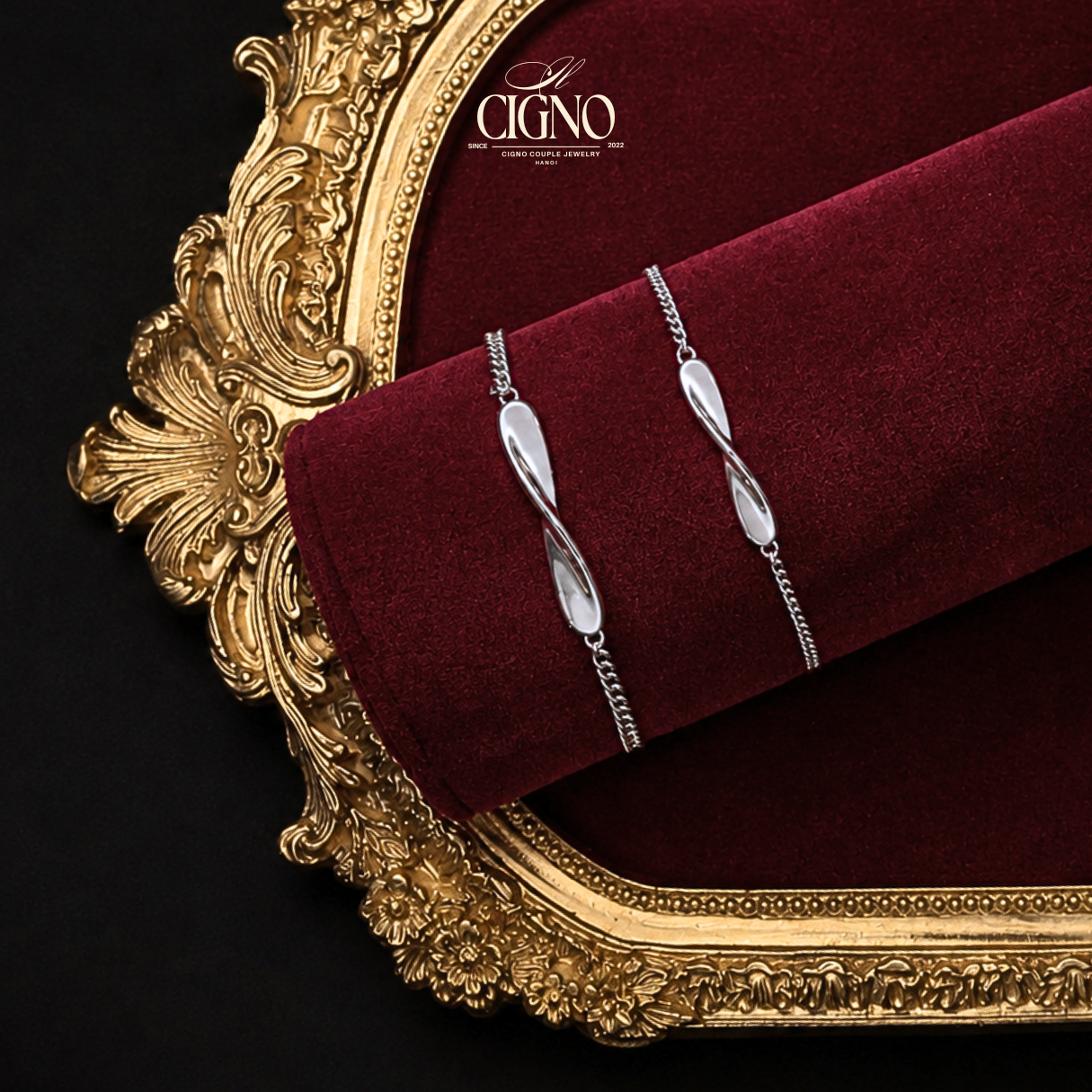 Vòng tay đôi Bạc 925 phủ Bạch kim cao cấp Ouroborus CIGNO - Ảnh 9