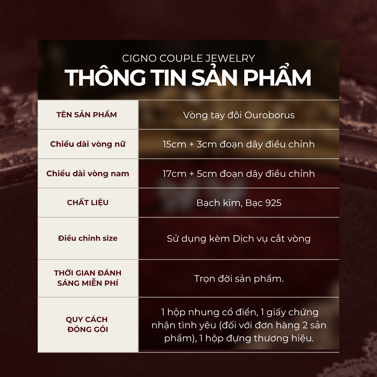 Vòng tay đôi Bạc 925 phủ Bạch kim cao cấp Ouroborus CIGNO - Ảnh 4