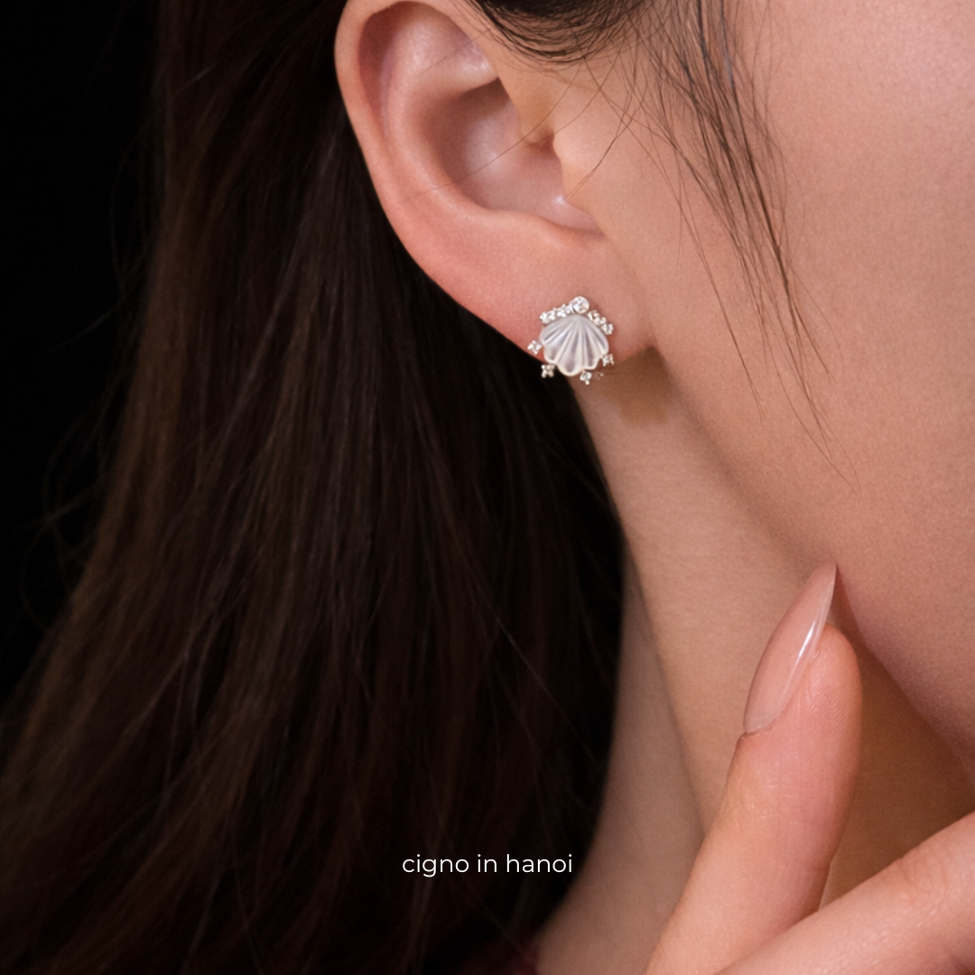 CIGNO - Khuyên tai Mirel Bạc 925 cao cấp phủ bóng Bạch kim 4 lớp - Ảnh 3