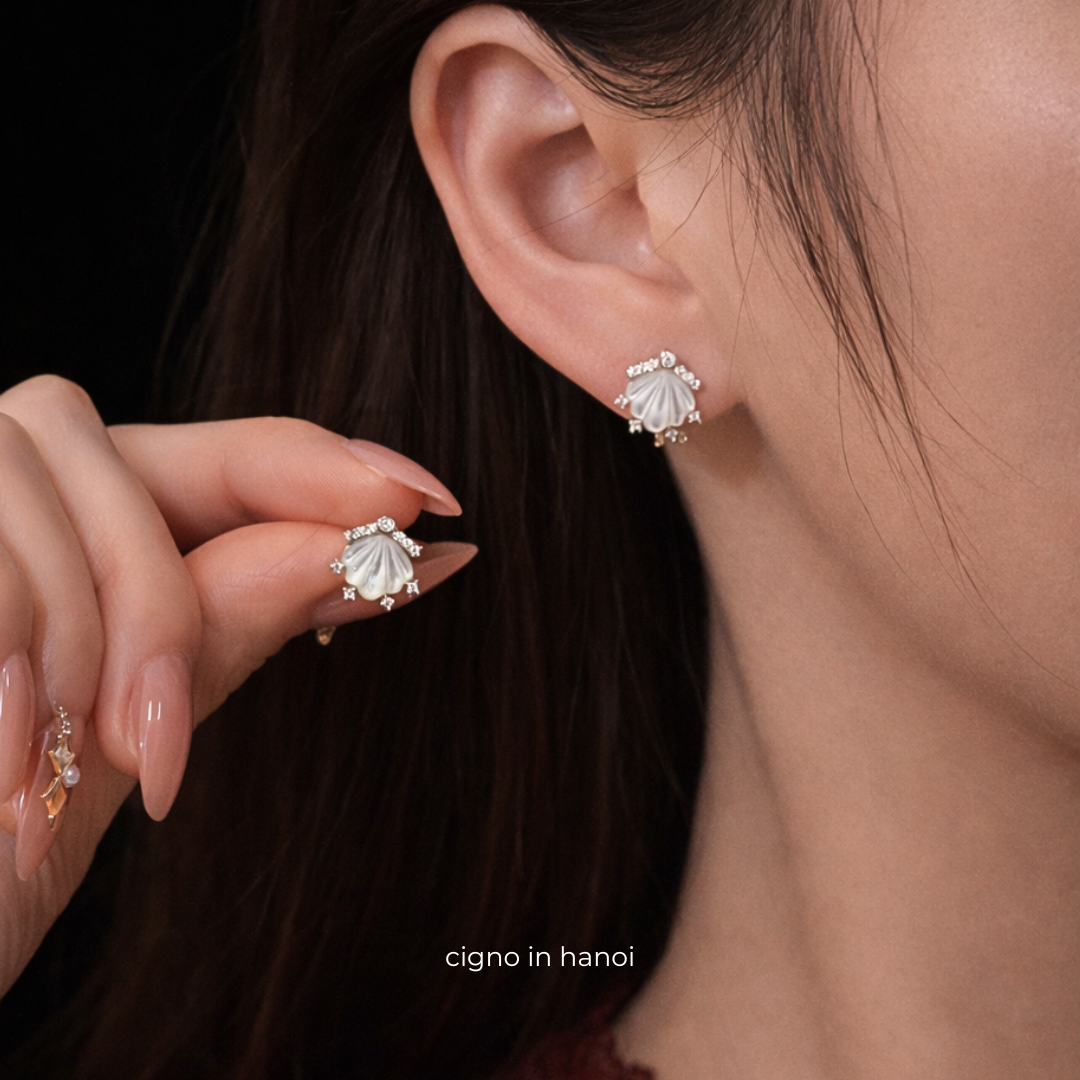 CIGNO - Khuyên tai Mirel Bạc 925 cao cấp phủ bóng Bạch kim 4 lớp - Ảnh 5