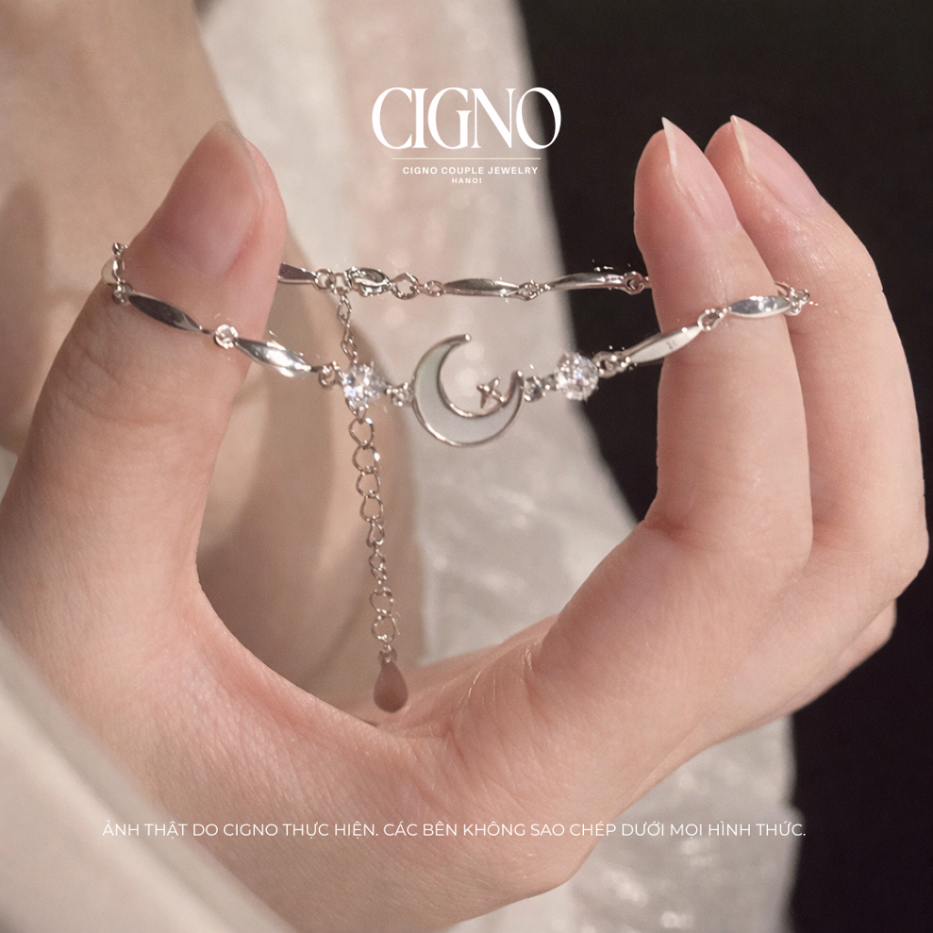 Vòng tay đôi Bạc 925 phủ Bạch kim cao cấp Is-Ra-El CIGNO - Lunaris Vale Version - Ảnh 5