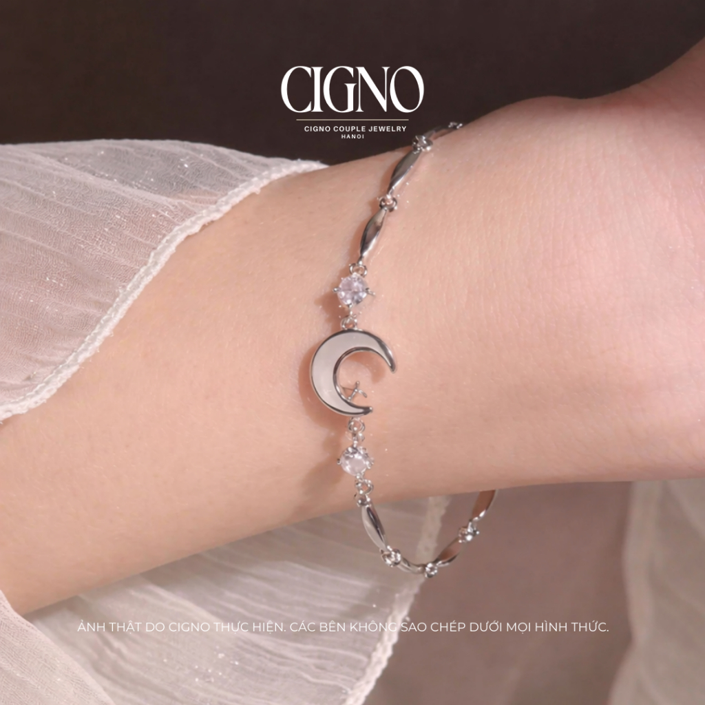 Vòng tay đôi Bạc 925 phủ Bạch kim cao cấp Is-Ra-El CIGNO - Lunaris Vale Version - Ảnh 4