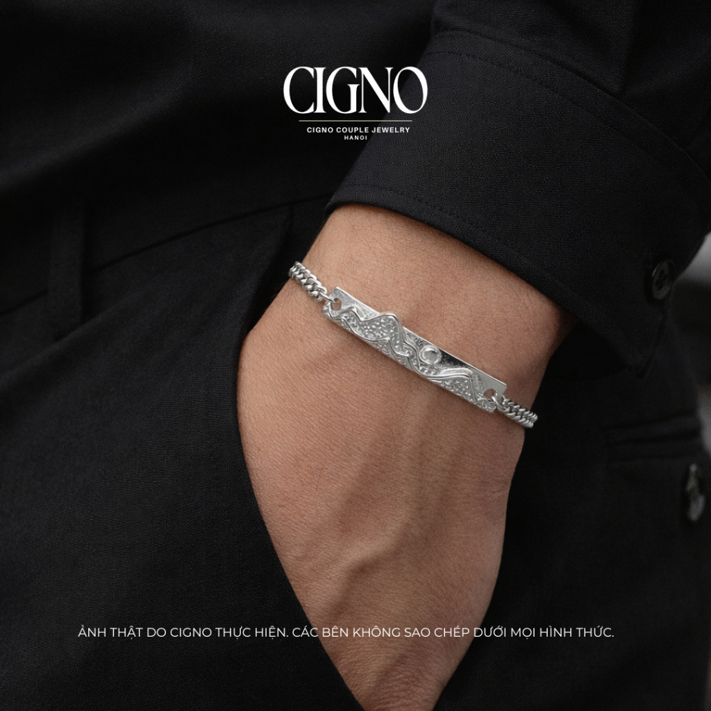 Vòng tay đôi Bạc 925 phủ Bạch kim cao cấp Is-Ra-El CIGNO - Lunaris Vale Version - Ảnh 3