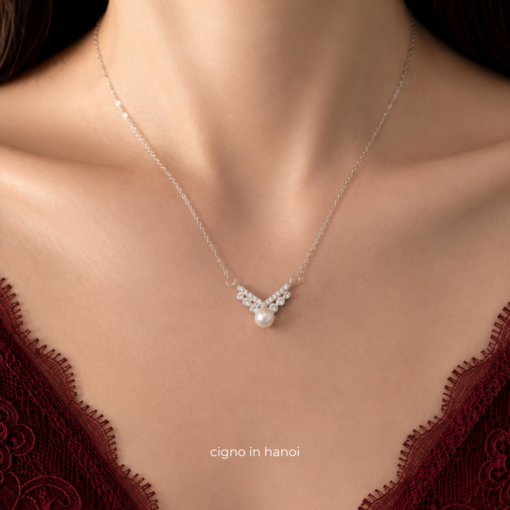 Alternative view of CIGNO – Dây chuyền Bạch kim & Bạc 925 Blanche CIGNO – BST Back to Versailles