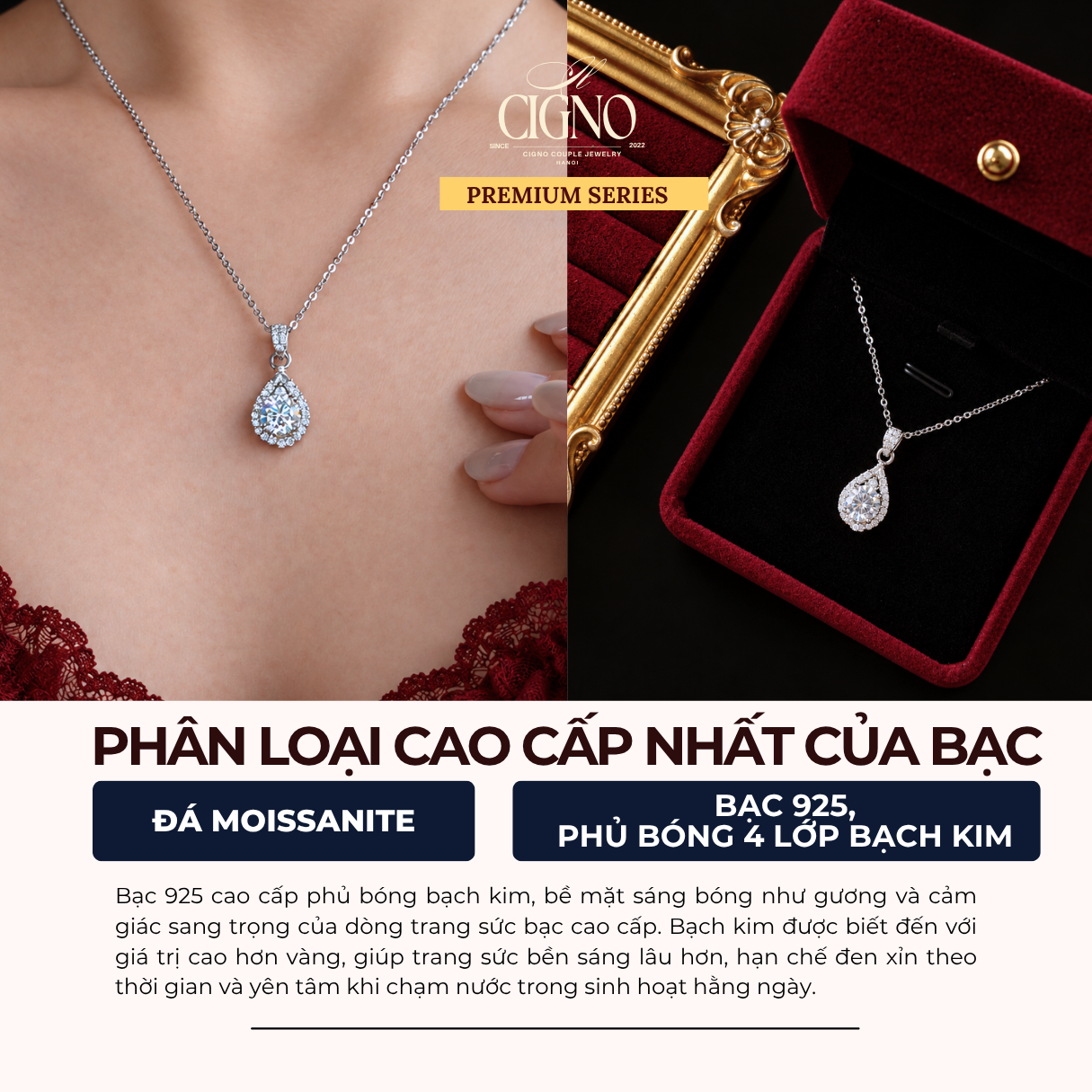 CIGNO – Dây chuyền Bạch kim & Bạc 925 Eclat CIGNO – BST Back to Versailles. - Ảnh 2