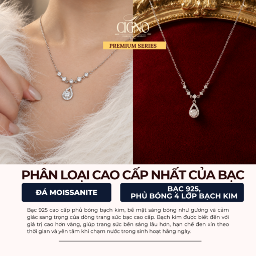 Alternative view of CIGNO – Dây chuyền Bạch kim & Bạc 925 Margaux CIGNO – BST Back to Versailles.