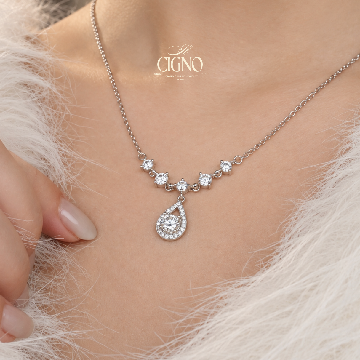 CIGNO – Dây chuyền Bạch kim & Bạc 925 Margaux CIGNO – BST Back to Versailles. - Ảnh 5
