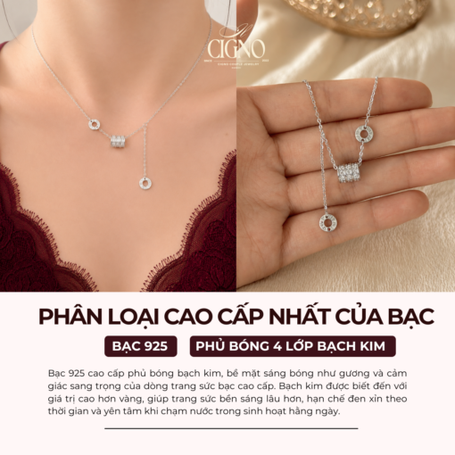 Alternative view of Dây chuyền Bạch kim & Bạc 925 Hazel CIGNO